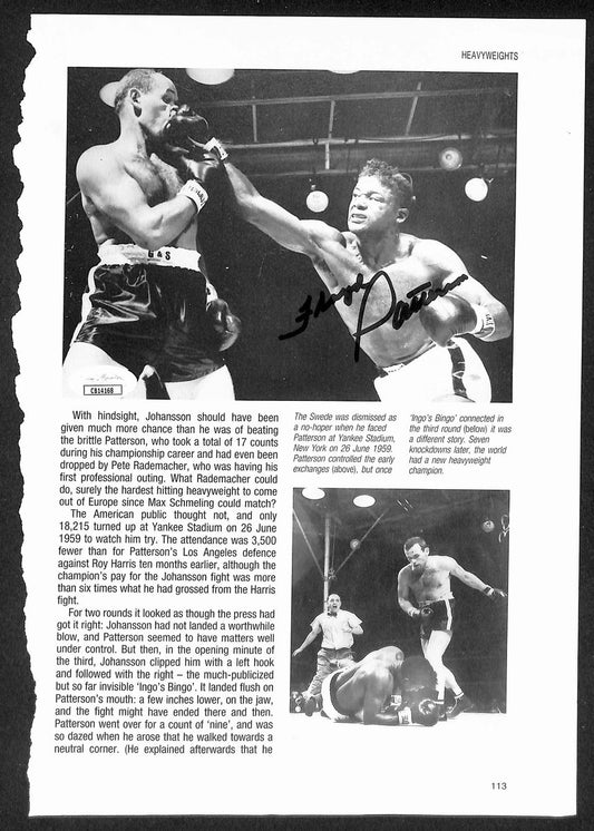 Floyd Patterson Signed/Autographed B&W Magazine Page Boxing JSA 210711