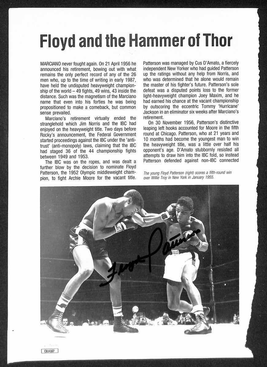 Floyd Patterson Signed/Autographed B&W Magazine Page Boxing JSA 210712
