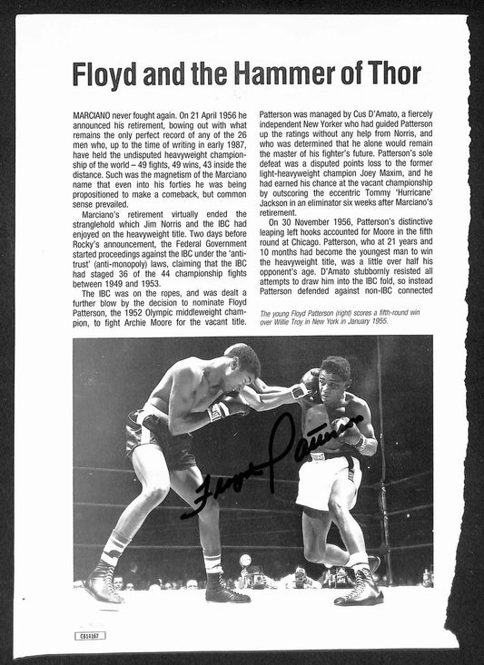 Floyd Patterson Signed/Autographed B&W Magazine Page Boxing JSA 210712