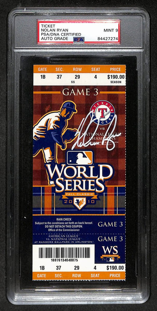 Nolan Ryan HOF Signed/Autographed 2010 World Series Game 3 Ticket PSA/DNA 210863