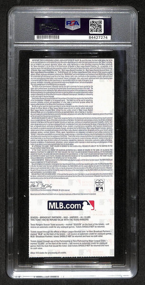 Nolan Ryan HOF Signed/Autographed 2010 World Series Game 3 Ticket PSA/DNA 210863