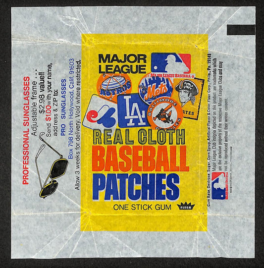 1972 Fleer Real Cloth Baseball Patches MLB Wax Pack Wrapper 210880