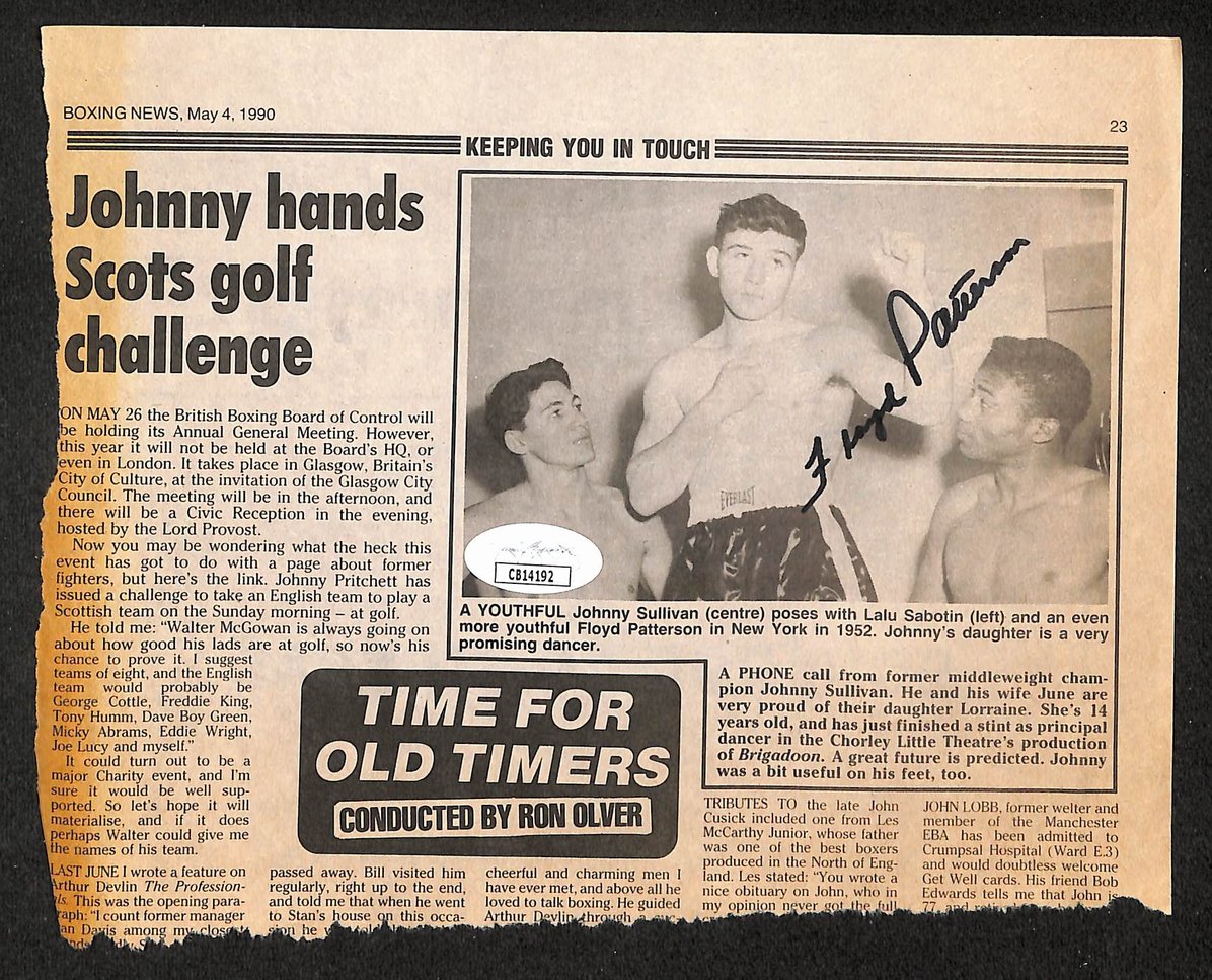 Floyd Patterson Signed/Autographed Newspaper Clipping Boxing JSA 210688