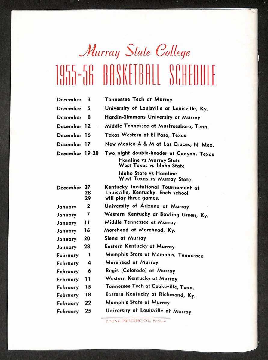 1955 North/South Basketball Cage Classic Program Rare 210908