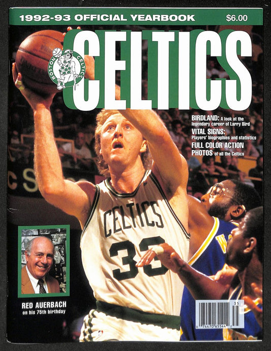 1992-93 Boston Celtics Official Basketball Yearbook Larry Bird HOF Cover 210916
