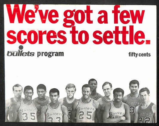 1968-69 Baltimore Bullets vs San Francisco Warriors Unscored NBA Program  210919
