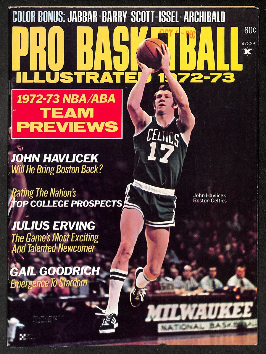 1972-73 Pro Basketball Illustrated Magazine John Havlicek HOF Cover Clean 210922