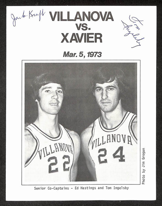 1973 Ingelsby/Kraft Signed Villanova vs Xavier NCAA Basketball Program 210941
