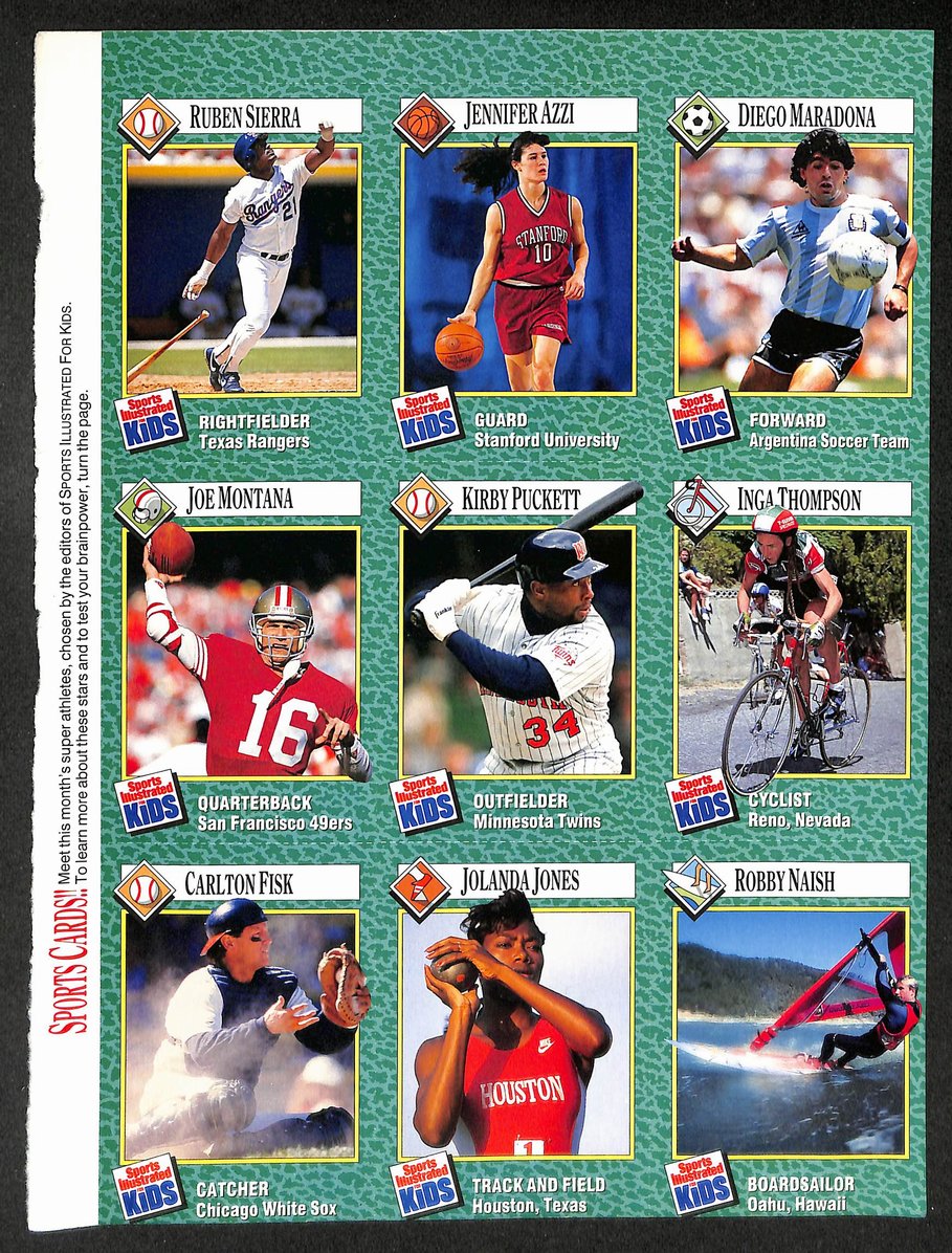 1990 Sports Illustrated for Kids Magazine w/ 9 Card Uncut Sheet  Maradona 211276