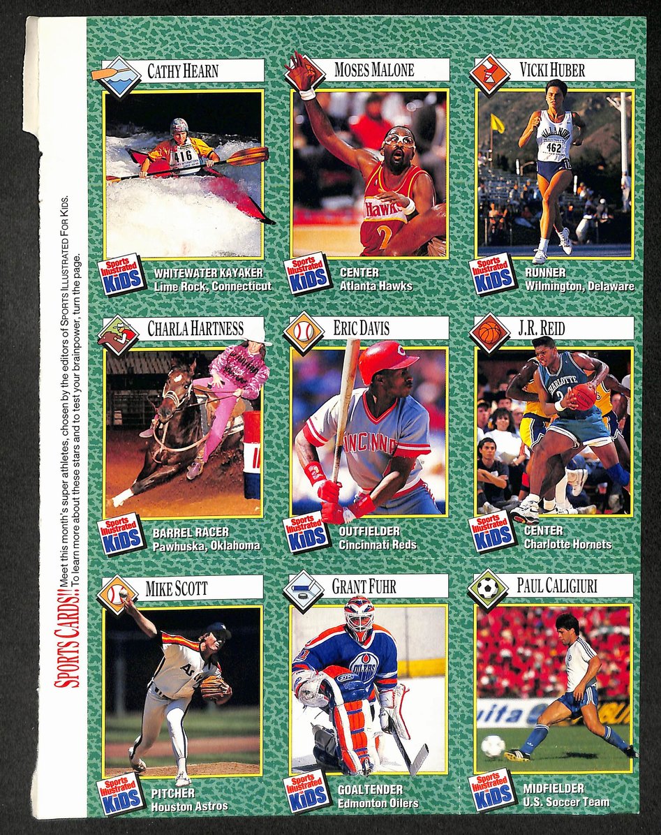 1990 Sports Illustrated for Kids 9 Card Uncut Sheet Moses Malone/Davis 211273