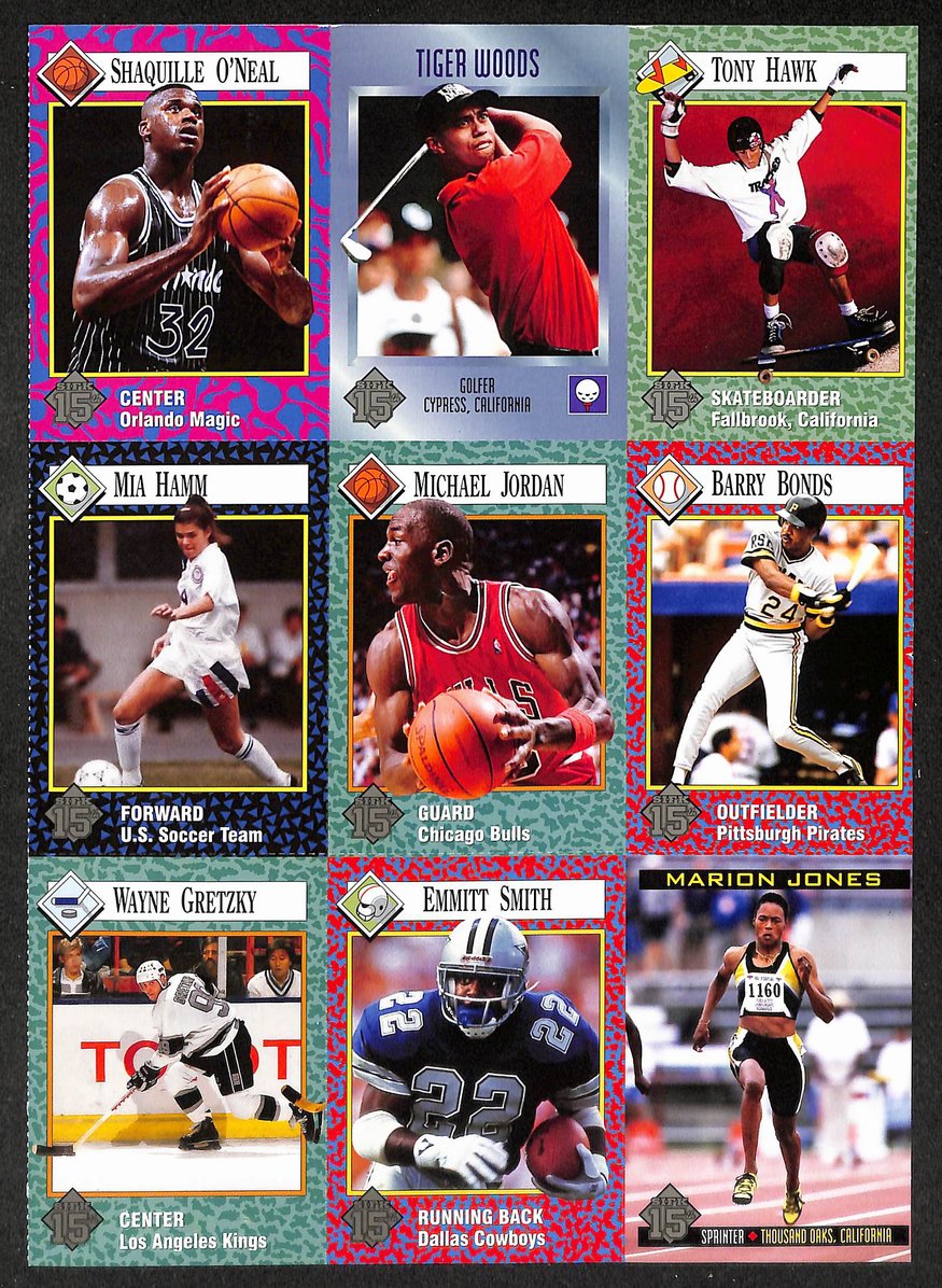2004 Sports Illustrated Kids 15th Anniv 9 Card Uncut Sheet Jordan/Tiger 211272