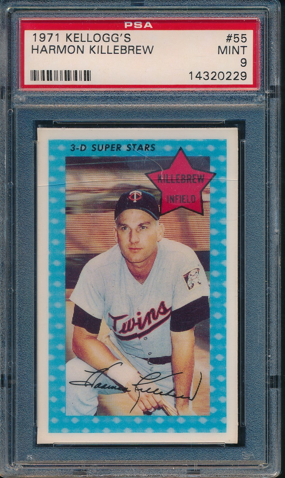 Harmon Killebrew Signed/Auto 1991 Kellogg's Card #55 PSA/DNA MINT 9  210247