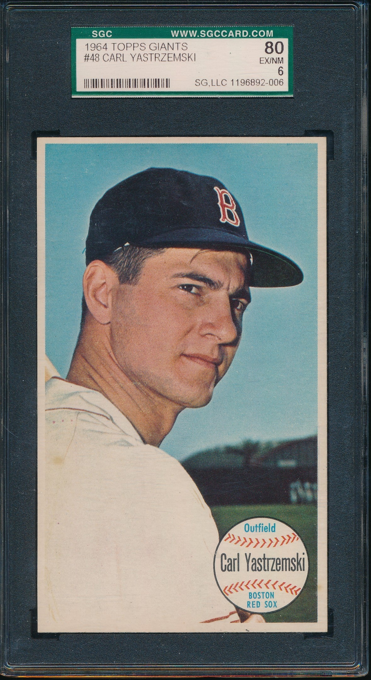 1964 TOPPS Giants Card #48 Carl Yastrzemskit Red Sox SGC EX/NM 6  210248