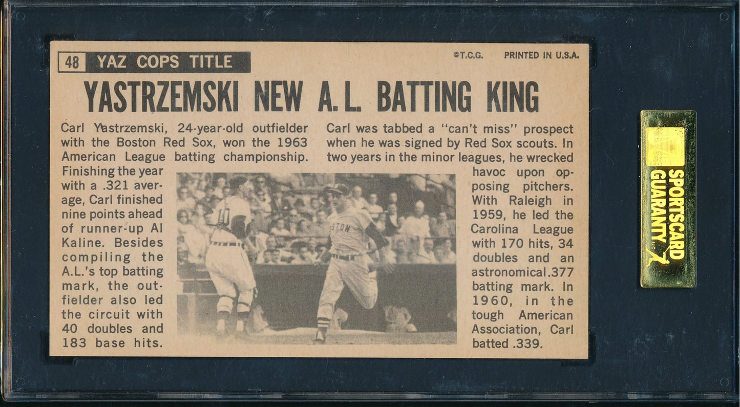 1964 TOPPS Giants Card #48 Carl Yastrzemskit Red Sox SGC EX/NM 6  210248