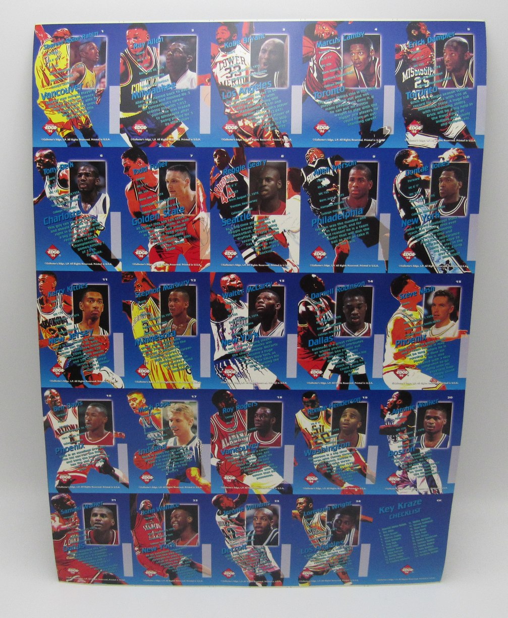 1996 Collectors Edge Key Kraze Full Uncut Sheet Kobe/Iverson/Nash RC 208118
