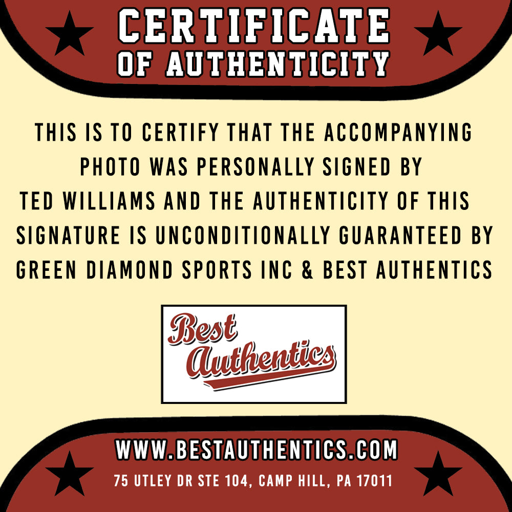 Ted Williams HOF Red Sox Signed 16x20 Photo Green Diamond Hologram TWF 209976