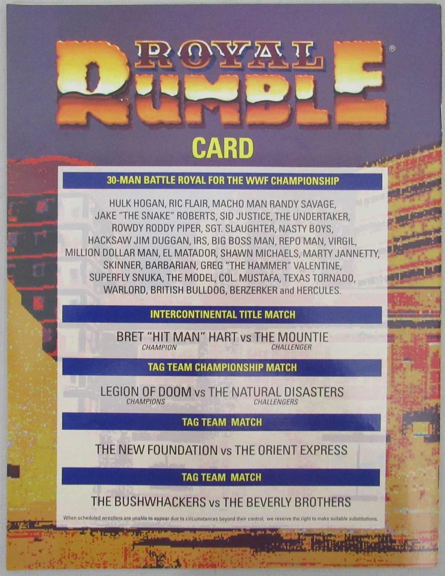 1/19/1992 WWF Royal Rumble Program Hulk Hogan/Ric Flair on Cover 210262