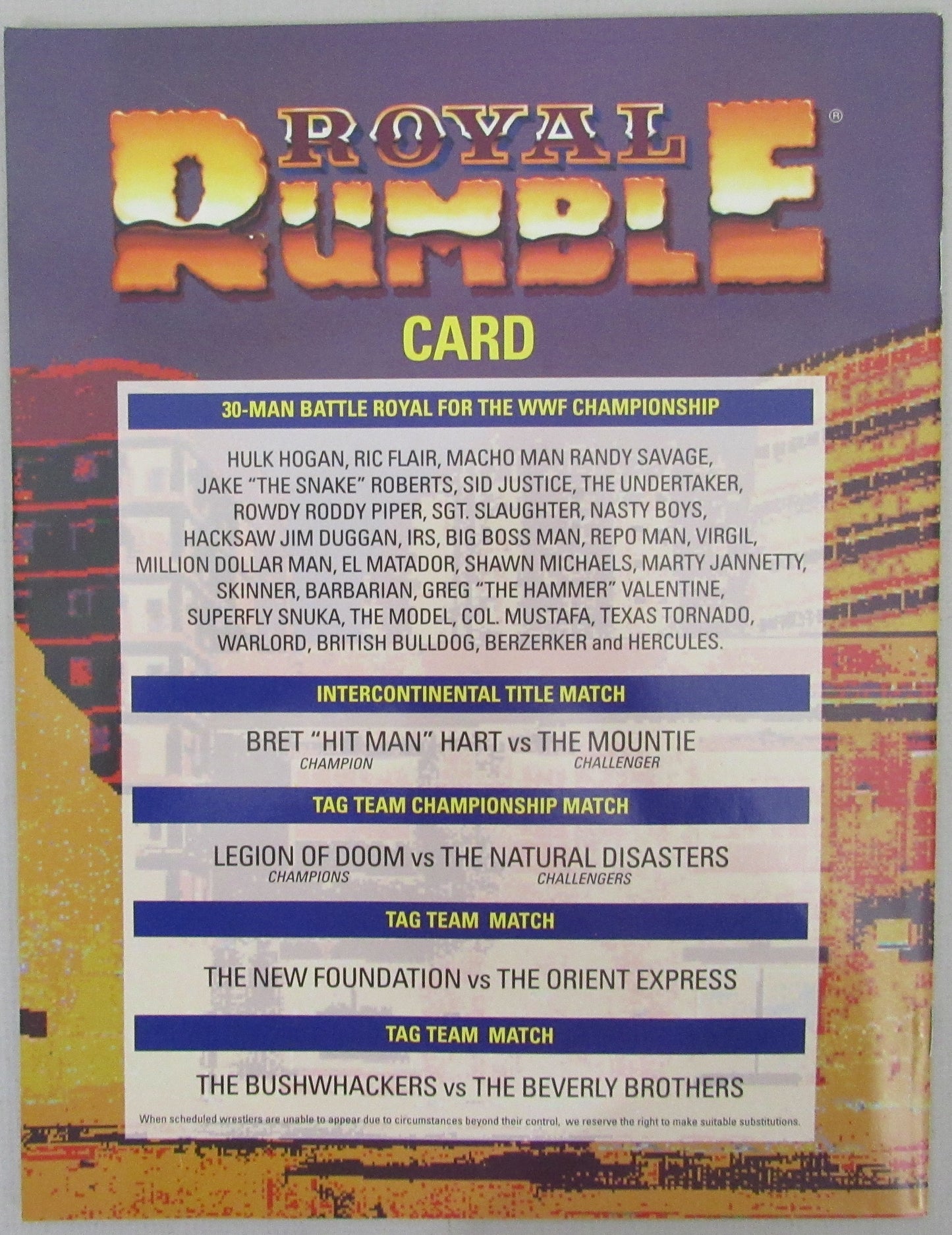 1/19/1992 WWF Royal Rumble Program Hulk Hogan/Ric Flair on Cover 210263