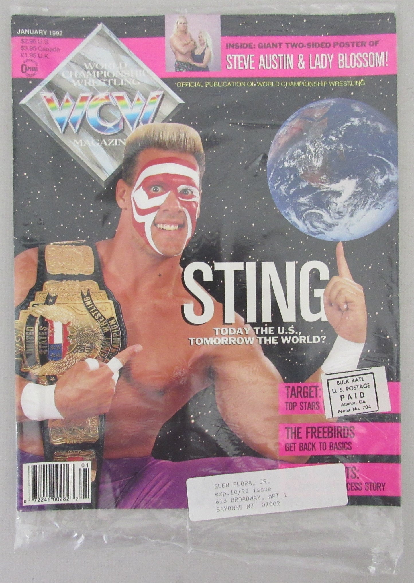 January 1992 WCW World Championshiop Wrestling Magazine Sting on Cover 210265