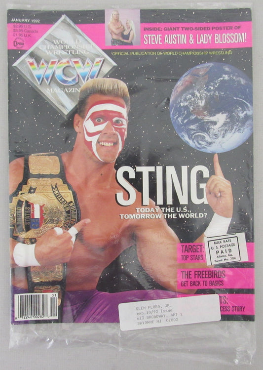 January 1992 WCW World Championshiop Wrestling Magazine Sting on Cover 210265