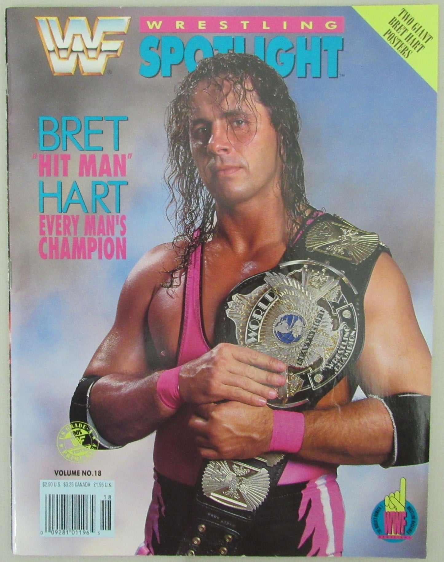 1992 WWF Spotlight Magazine Bret "Hitman" Hart on Cover NOLABEL 210266