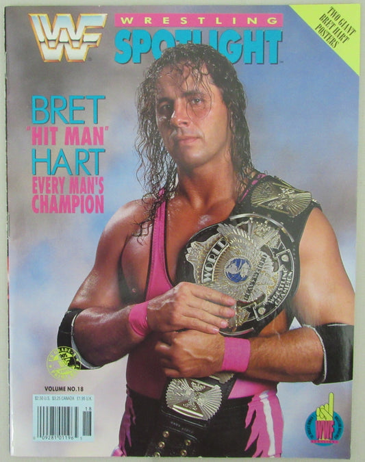 1992 WWF Spotlight Magazine Bret "Hitman" Hart on Cover NOLABEL 210266