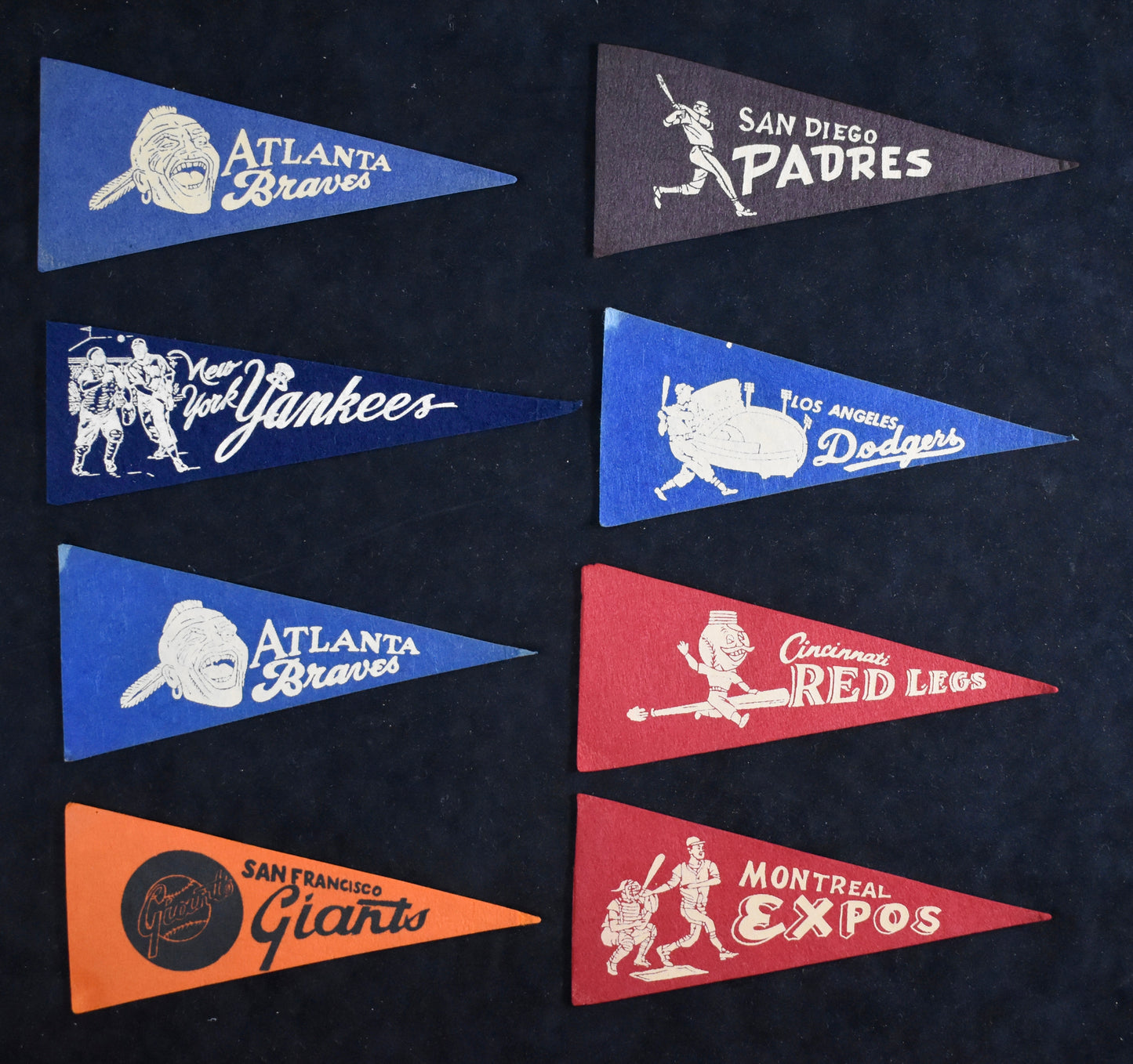 Lot of (12) Vintage 1969-1970 MLB Mini Wool 4x9 Pennants 211287