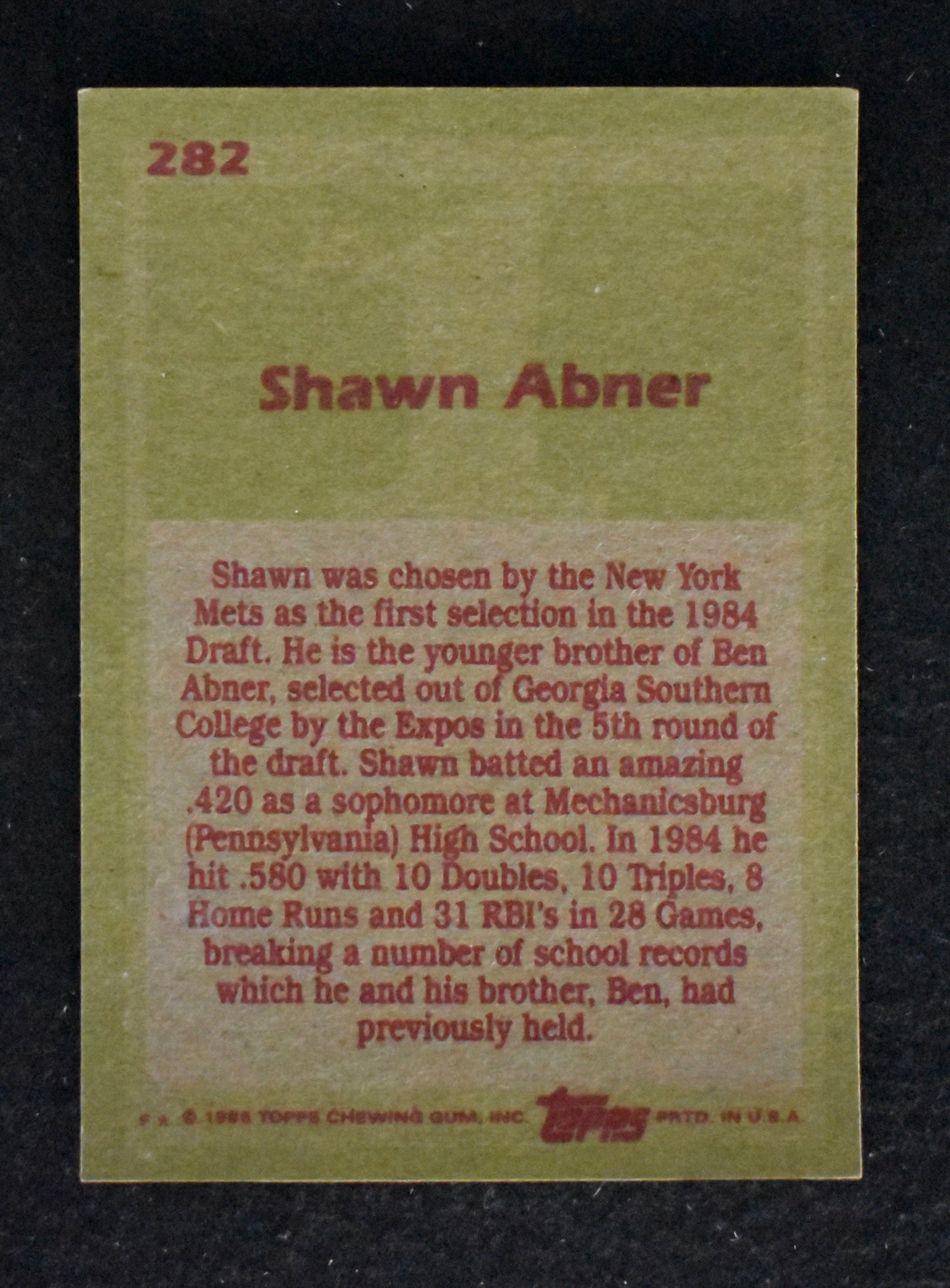 Lot of (40) 1985 TOPPS Rookies Baseball Cards #282 Shawn Abner NY Mets 211297