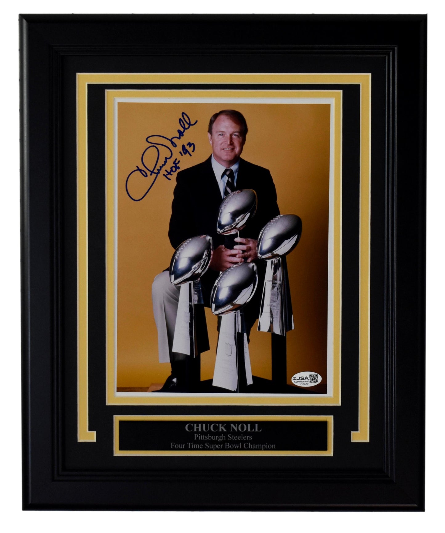 Chuck Noll Autographed 8x10 Photo Pittsburgh Steelers Framed JSA 211315