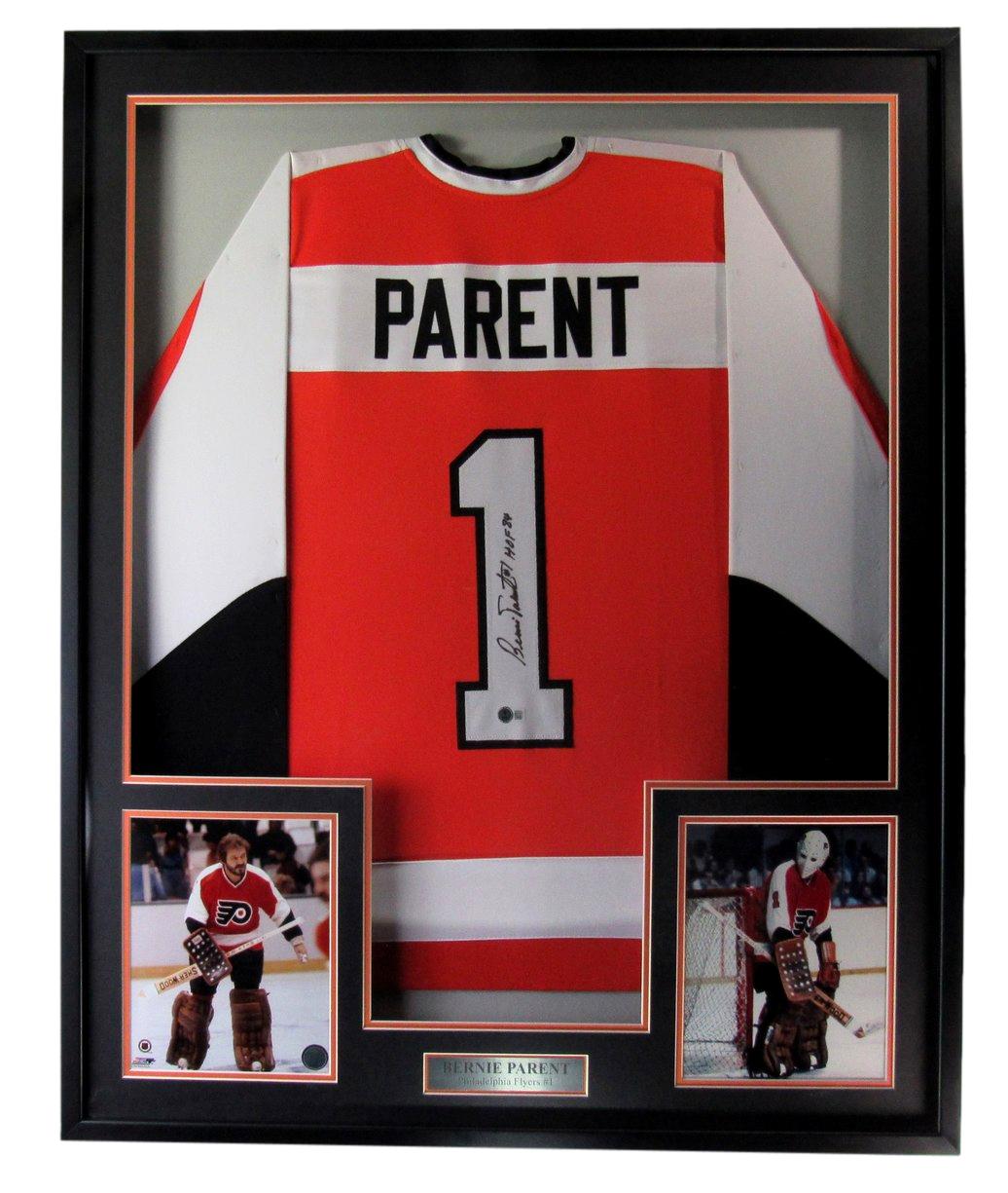 Bernie Parent HOF Autographed/Inscribed Jersey Flyers Framed Beckett 209966