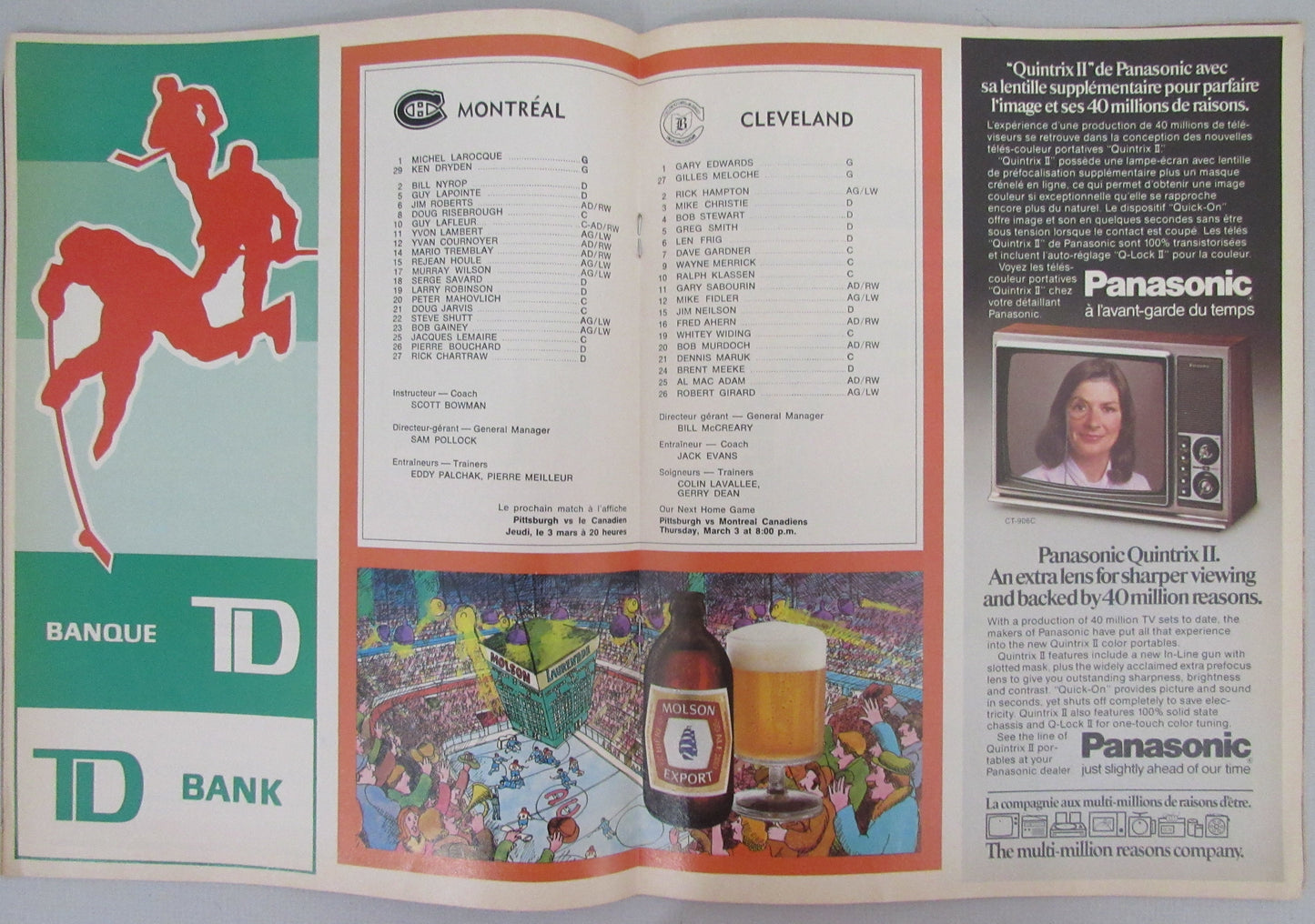1976-77 Montreal Canadiens vs. Cleveland Barons Hockey Game Program 210276