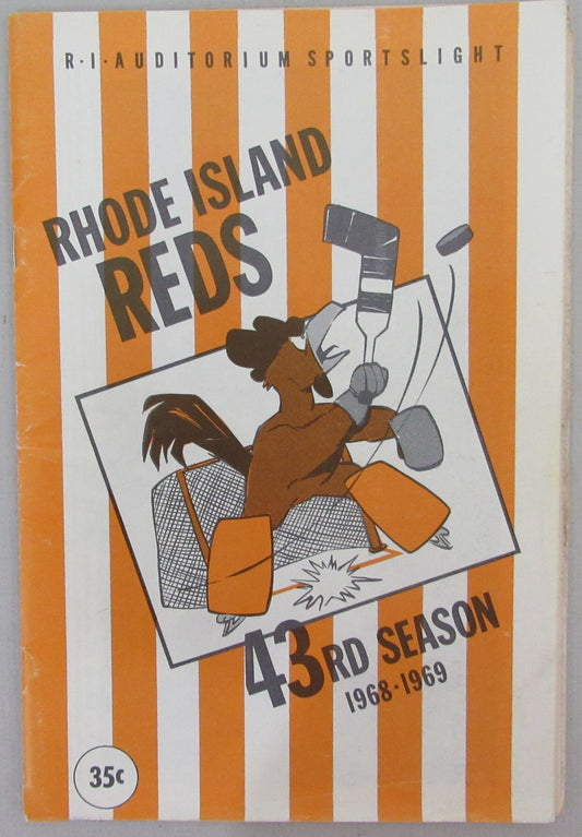 1968-69 Rhode Island Reds vs. Cleveland Barons Hockey Game Program 210279