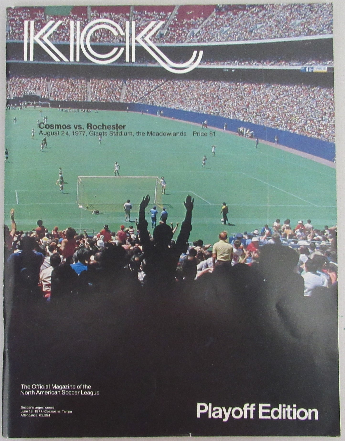 8/24/1977 NY Cosmos vs. Rochester Lancers Soccer Playoff Game Program 210283
