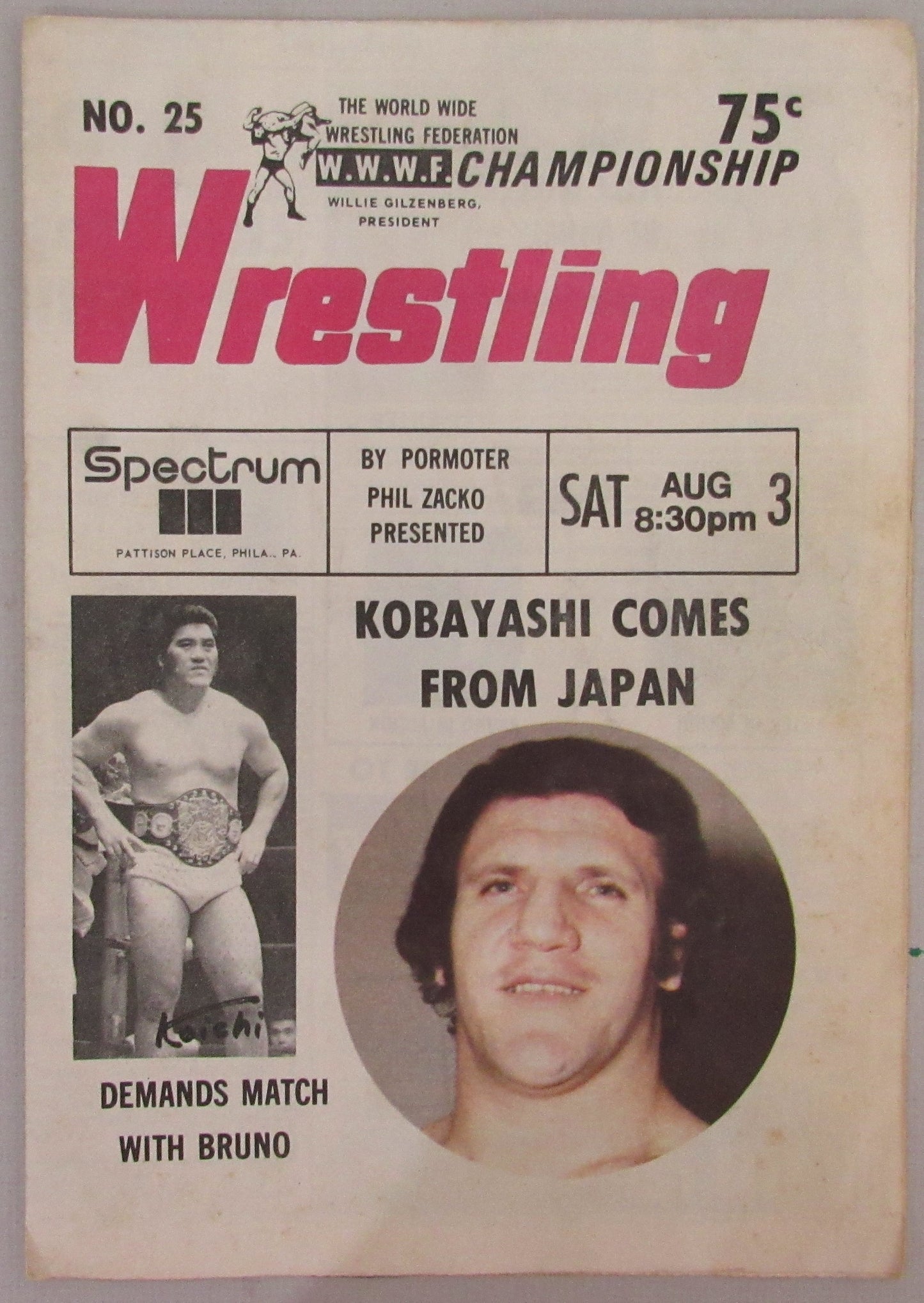 1974 Wrestling Newsletter No. 25 with Foldout Kobayashi on Cover 210286