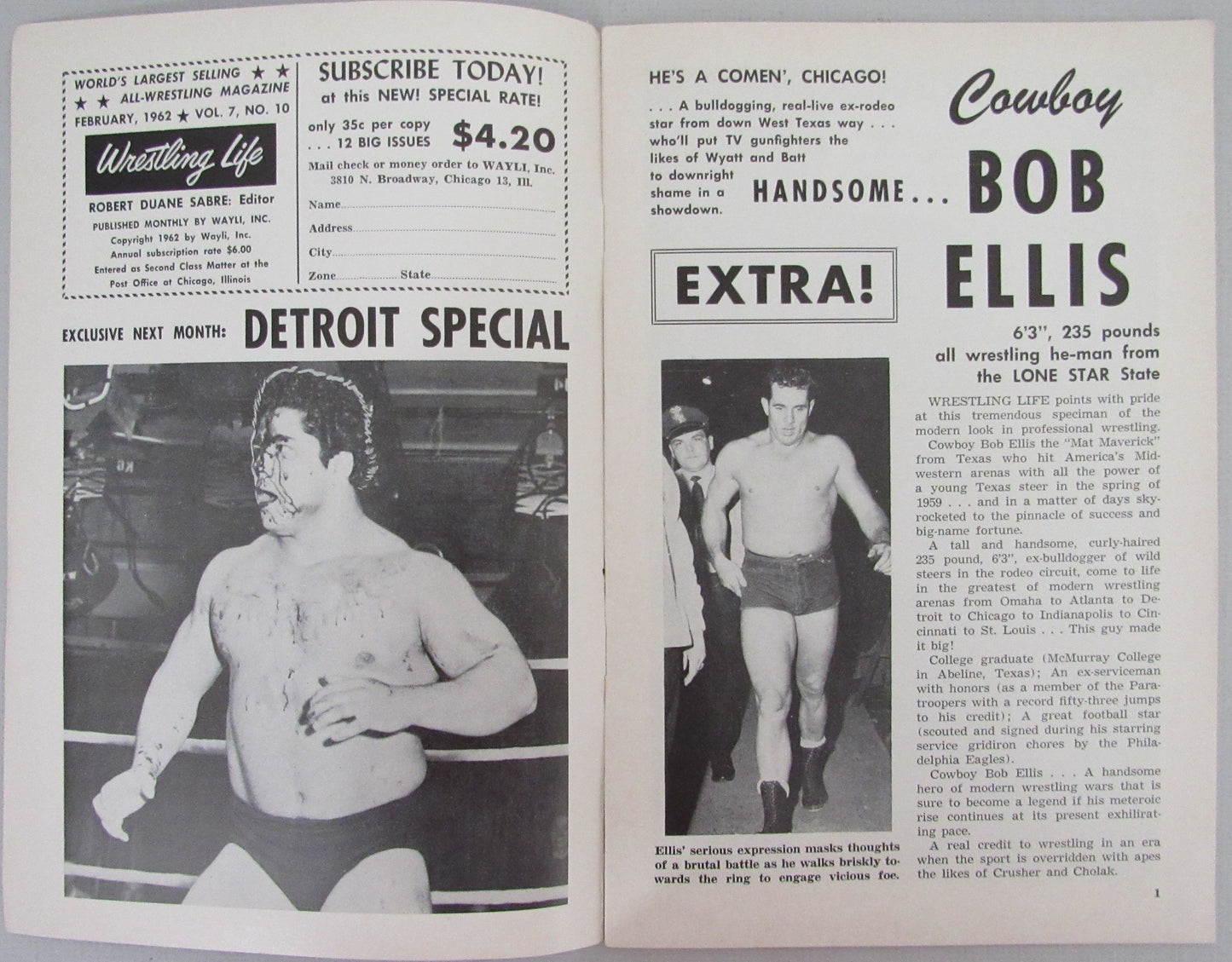 February 1962 Wrestling Life Magazine Special TV Guide Issue 210287