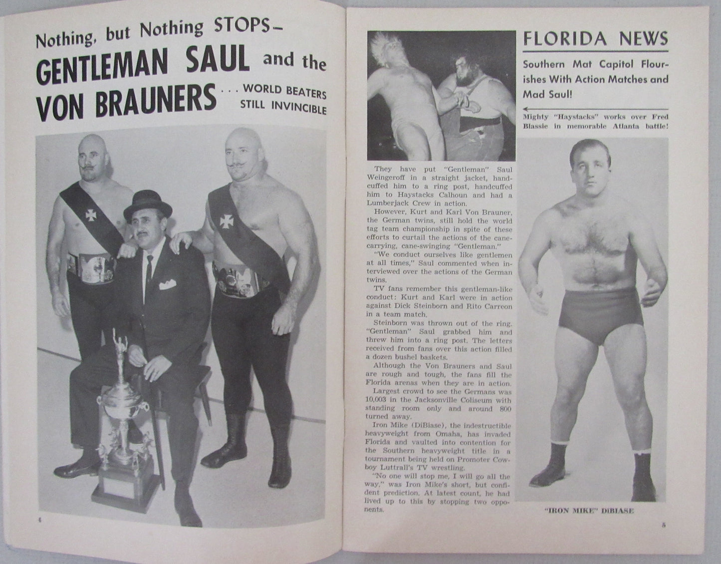 March 1962 Wrestling Life Magazine Cowboy Ellis on Cover 210288
