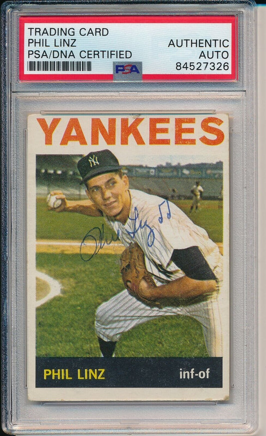 Phil Linz Yankees Signed/Autographed 1964 TOPPS Card #344 PSA/DNA 166511