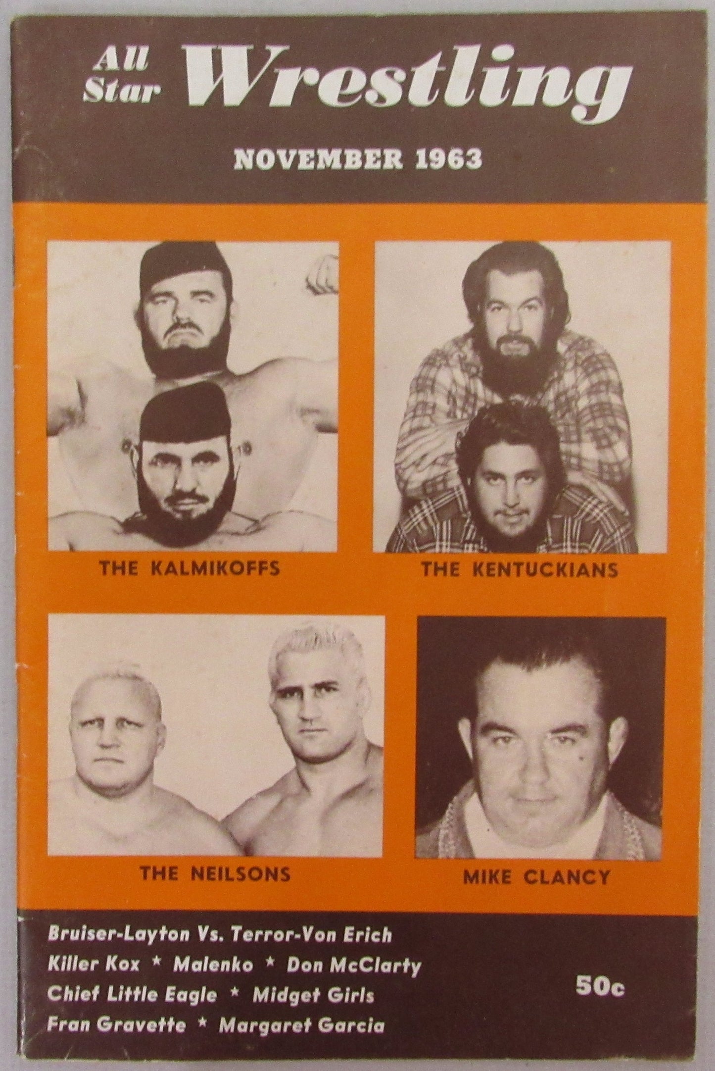 November 1963 All Star Wrestling Magazine Mike Clancy on Cover 210289