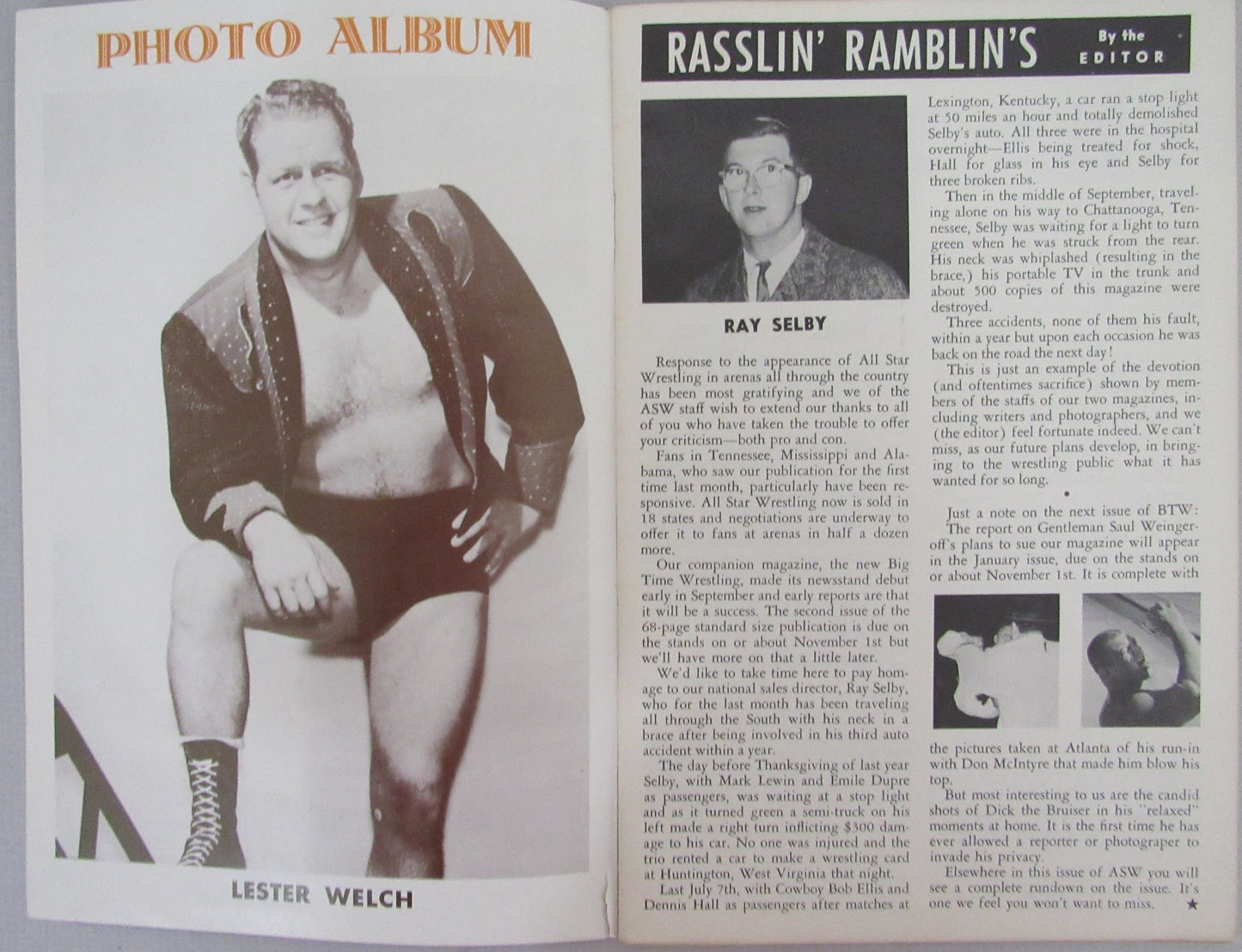 November 1963 All Star Wrestling Magazine Mike Clancy on Cover 210289