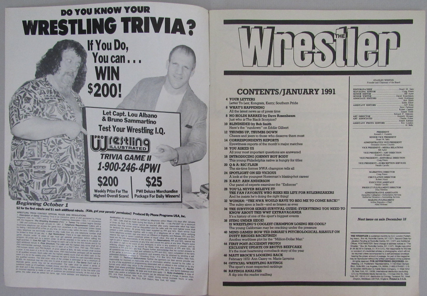 January 1991 Wrestler Magazine Hulk Hogan on Cover 210292