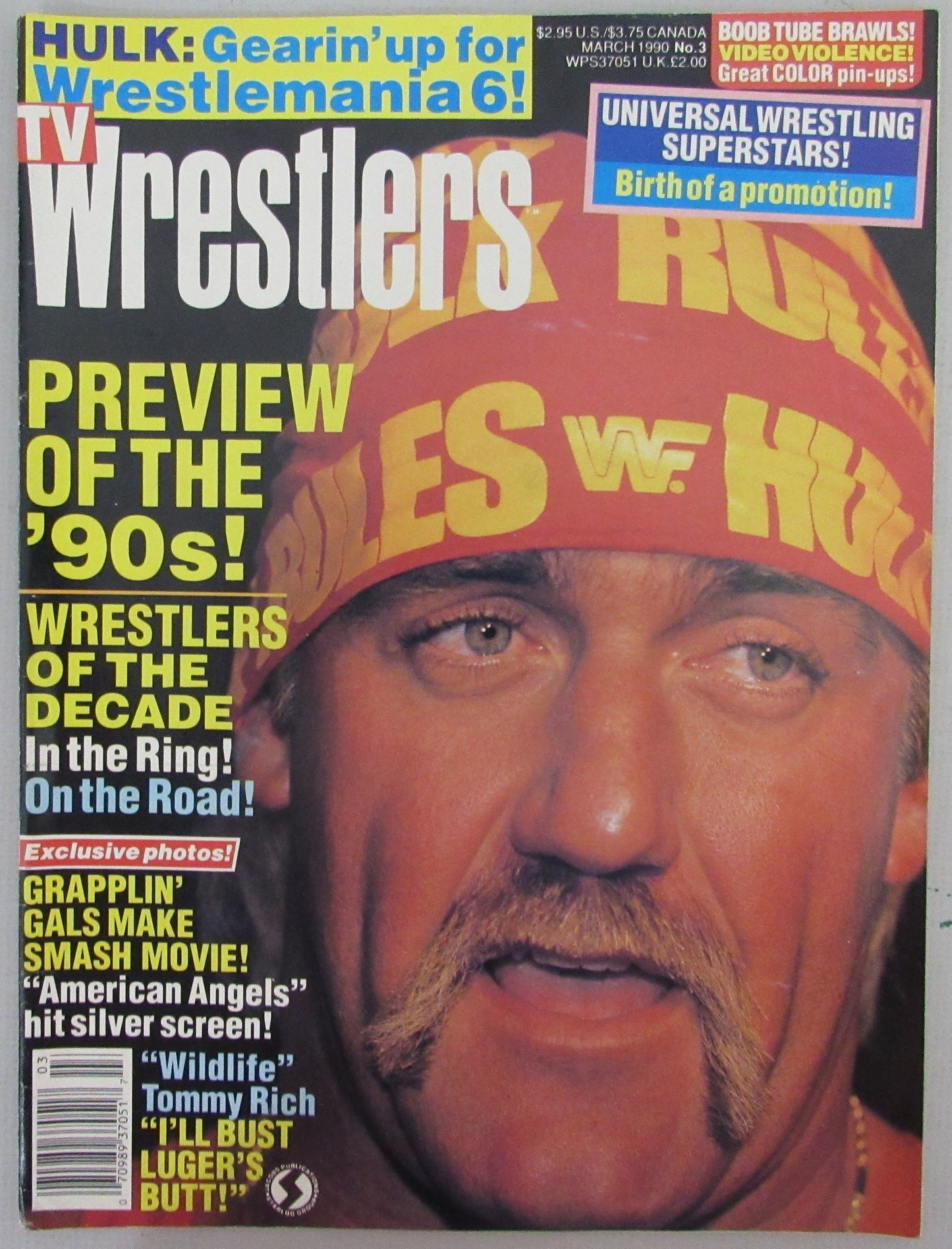 March 1990 TV Wrestlers Magazine Hulk Hogan on Cover 210293
