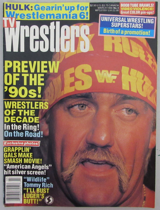 March 1990 TV Wrestlers Magazine Hulk Hogan on Cover 210293