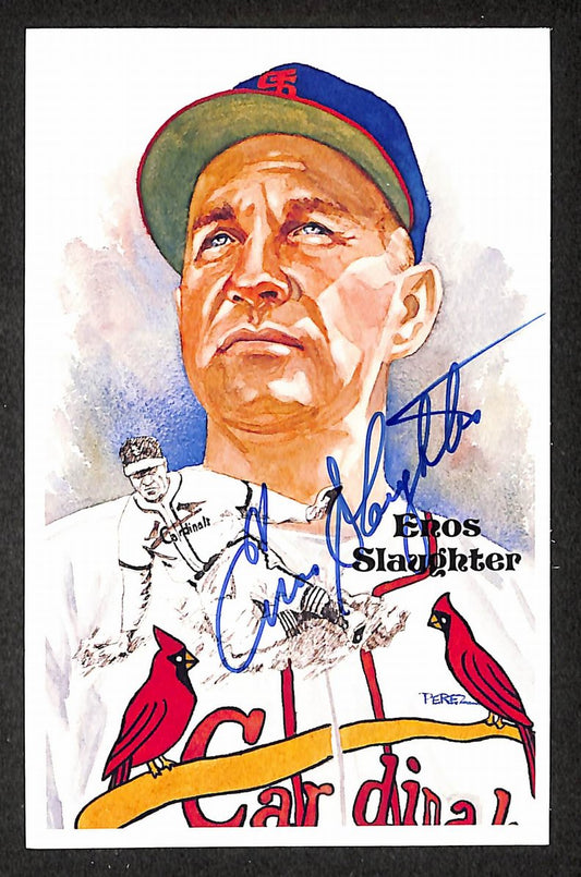 Enos Slaughter HOF Cardinals Signed/Autographed Perez Steele Postcard 211323