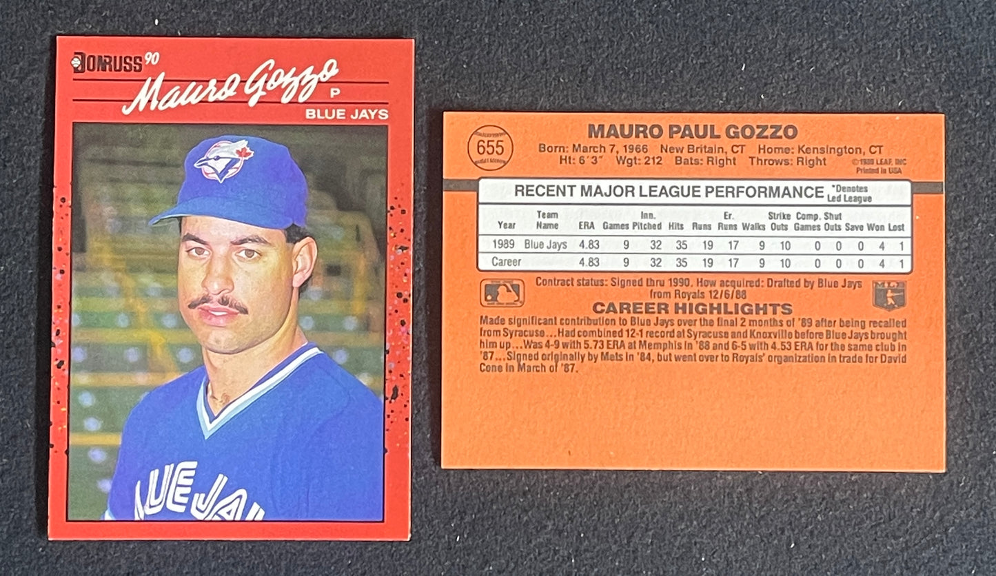 Lot of (600) 1990 Topps & 1990 Donruss Mauro Goose Gozzo Cards Blue Jays 211338