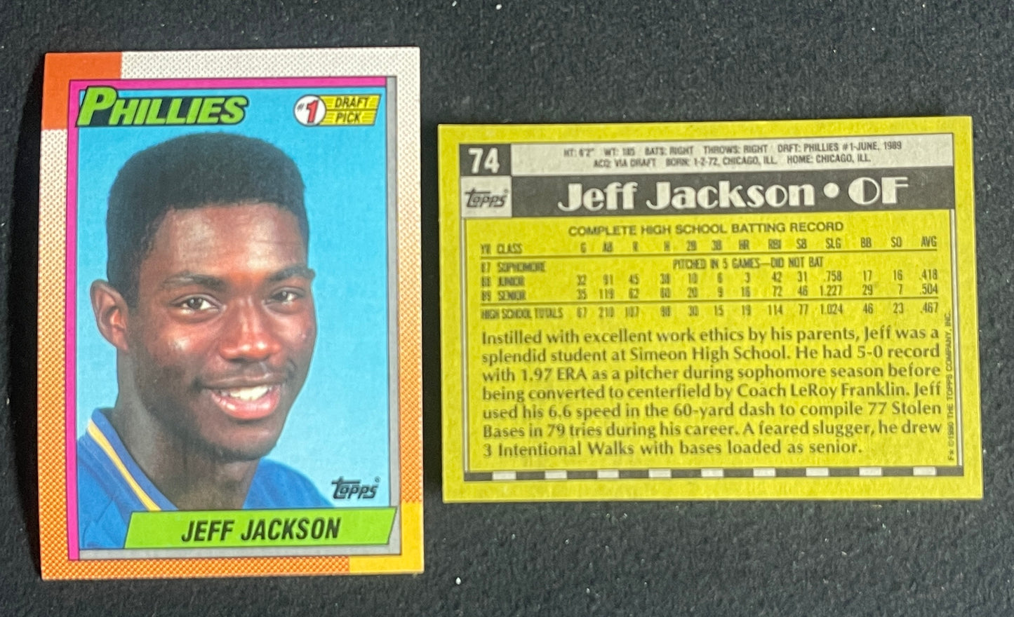 Lot of (150+) 1990 Topps Jeff Jackson #1 Draft Pick RC Cards #74 Phillies 211340