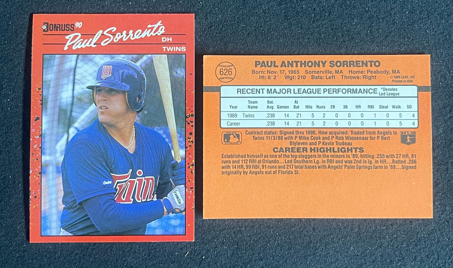 Lot of (350) 1990 Donruss Paul Sorrento RC Cards #626 Twins 211344
