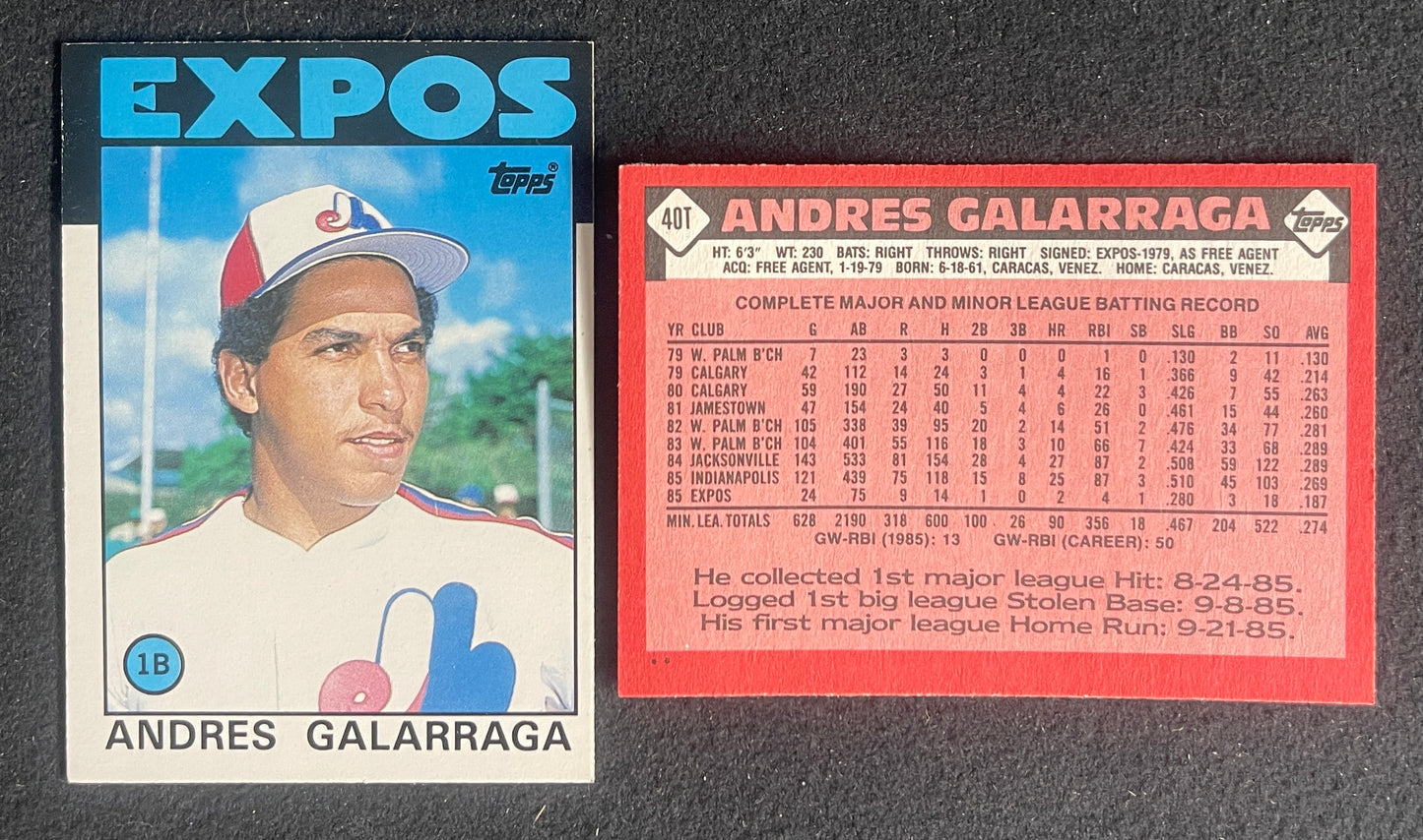 Lot of (50) 1986 Topps Traded Andres Galarraga RC Cards #40T Expos 211347