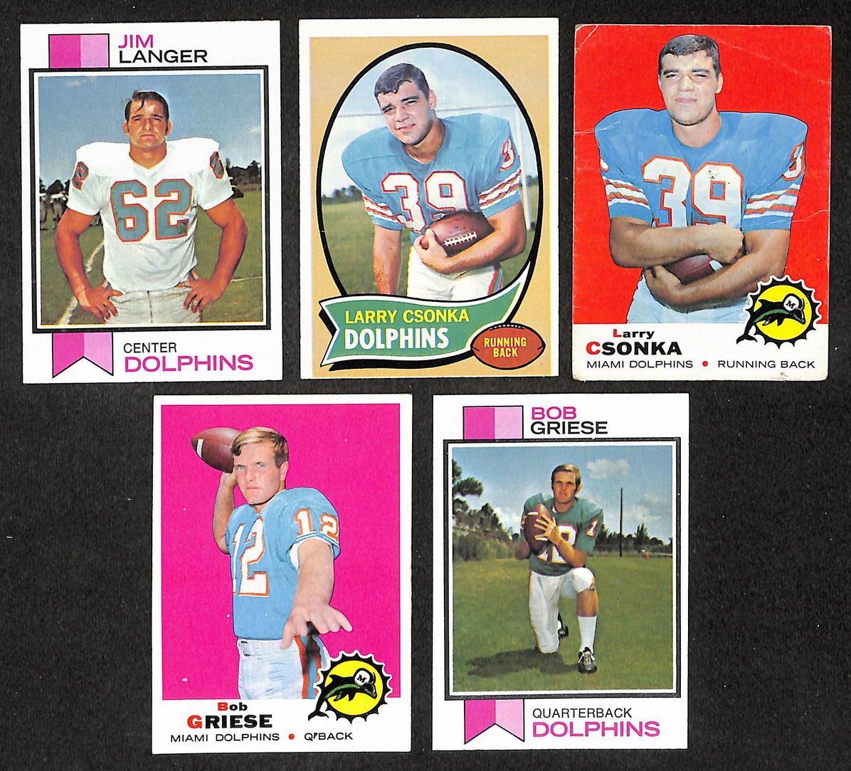 Lot of (20) Miami Dolphins Football Trading Cards Csonka RC/Griese/Little 211302