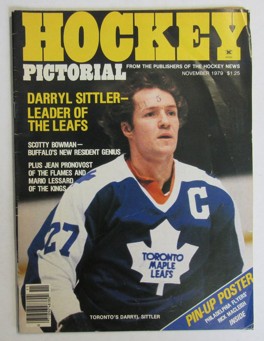 November 1979 Hockey Pictorial Magazine Darryl Sittler on cover NOLABEL 210995