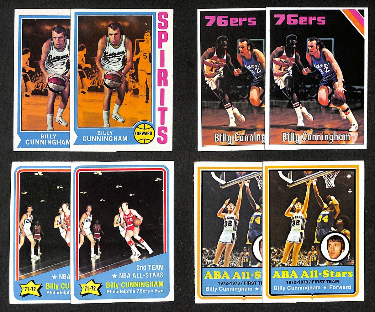 Lot of (8) Billy Cunningham Philadelphia 76ers 1972-76 TOPPS Cards 211329